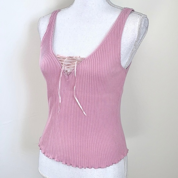 Victoria’s Secret Y2K Ribbed Ribbon Cami - Picture 1 of 5